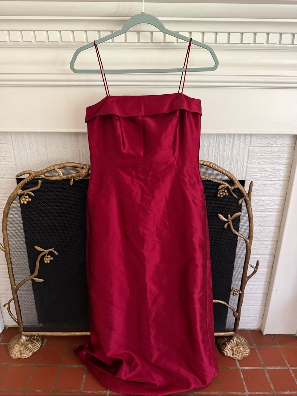 Ann Taylor Red Strapless Satin Evening Dress